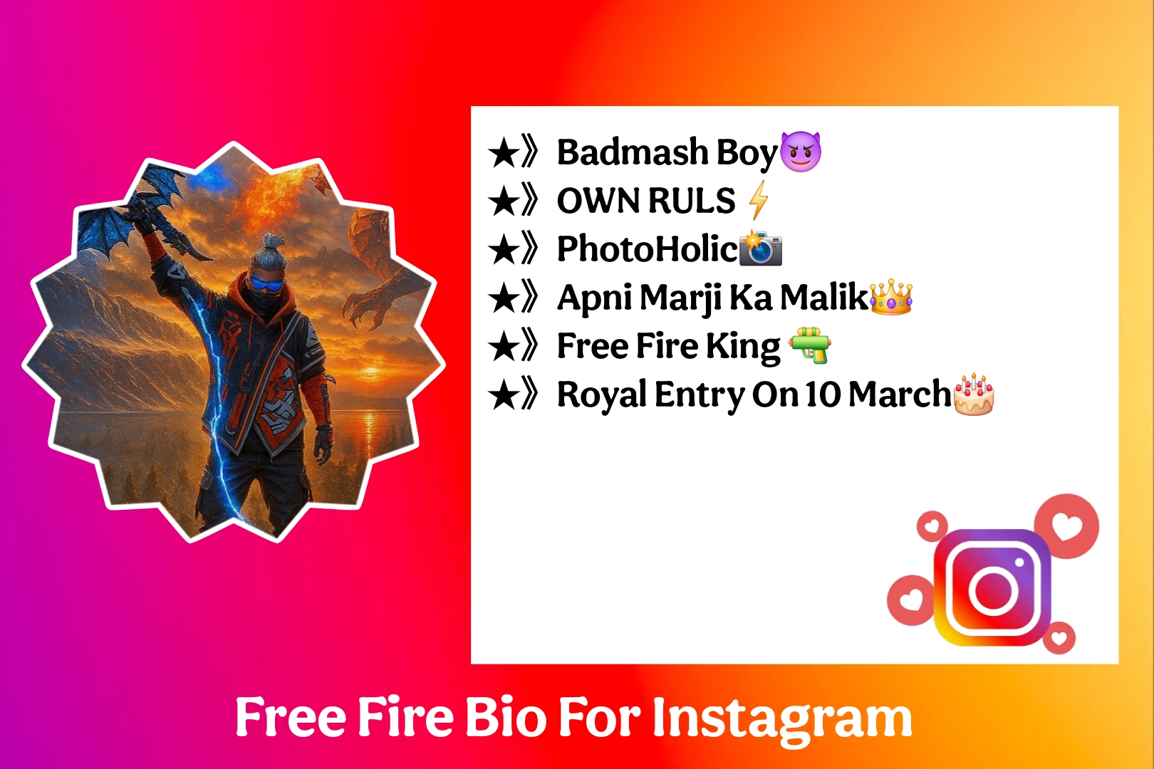 Free Fire Bio For Instagram